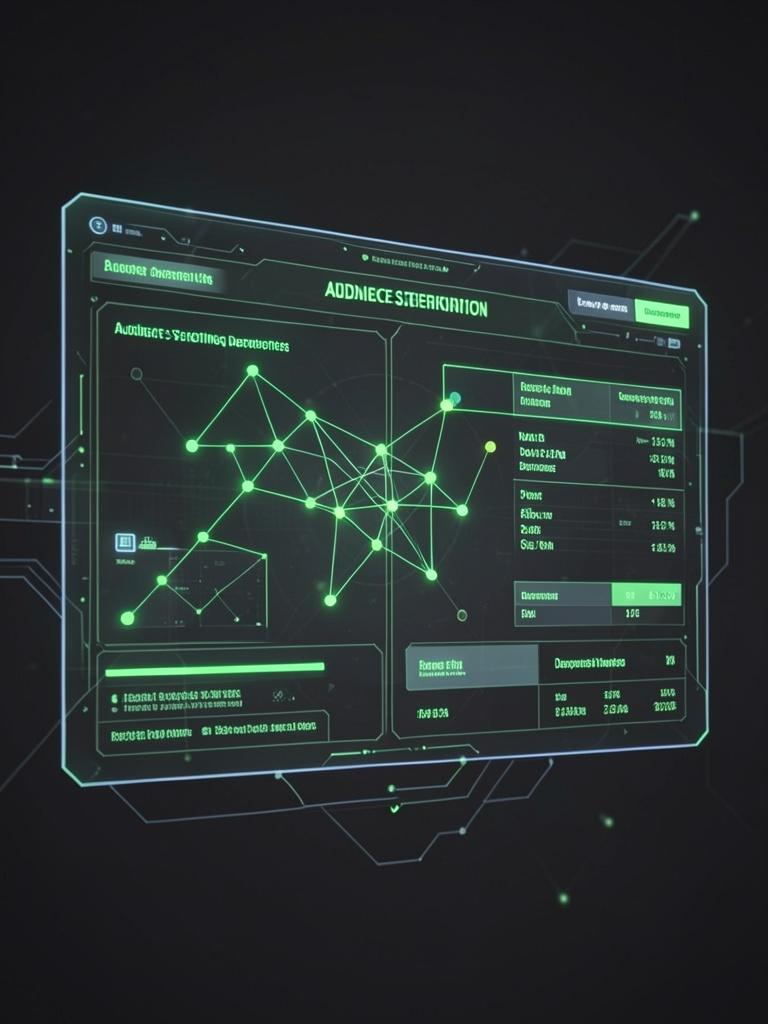 High-tech data visualization showing voter demographic clusters for political micro-targeting