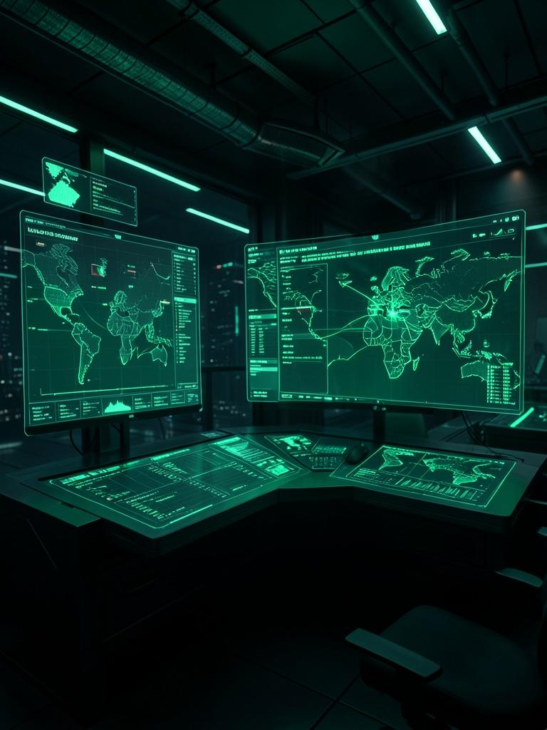 High-tech digital command center for AI political campaign orchestration